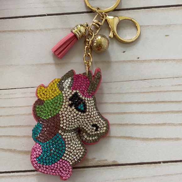 Rhinestone Unicorn Keychain - Picture 2 of 5